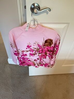 Talbots Light Pink Floral Crewneck Sweater